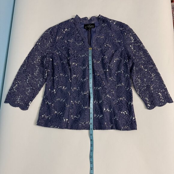 Alex Evenings Sequin Lace Top 3/4 Sleeve Womens Size XL - Picture 6 of 12